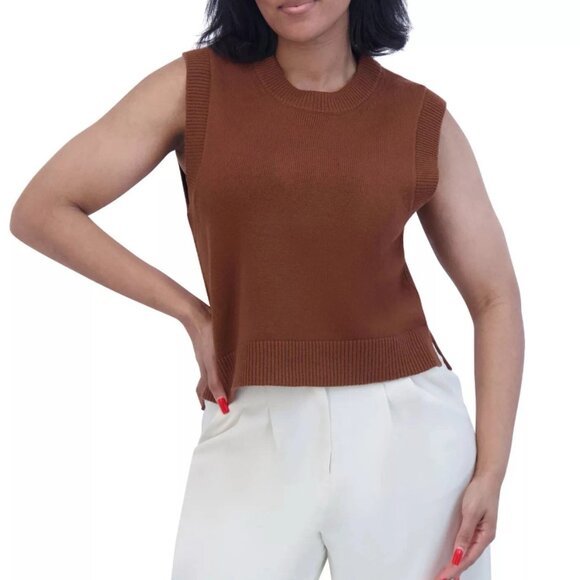 🔥 Closet Sale! French Connection Soft Sleeveless Pullover Sweater Rust L - Picture 1 of 3